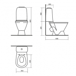 Унитаз-компакт Sanita Самарский стандарт (кос, нижн, арм. Уклад, сид. полипропилен)