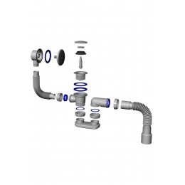 Обвязка на ванну S122E 1 1/2*40 Click-Clack с гофрой 40*40/50, перелив 40 см UNICORN