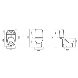 Унитаз-компакт Sanita BEST LUXE COLOR BLACK  SL DM, прямой выпуск, дюро м/лифт