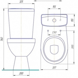 Унитаз-компакт Rosa РИО белый,горизонтальный выпуск,2ух ур. арматура,нижний подвод воды