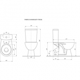 Унитаз-компакт Rosa Стиль белый косой выпуск,нижний подвод,сиденье микролифт