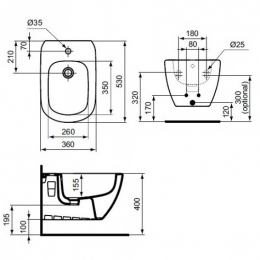 Биде подвесное Ideal Standart TESI T355201