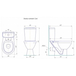 Унитаз-компакт Rosa Соло белый арматура и сиденье, горизонтальный выпуск