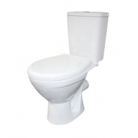 Унитаз-компакт Rosa Соло белый арматура и сиденье, горизонтальный выпуск