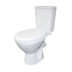 Унитаз-компакт Rosa Соло белый арматура и сиденье, горизонтальный выпуск