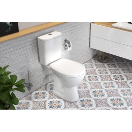 Унитаз-компакт Rosa Уют белый (косой, нижн, сид полип, 2-кн арм)