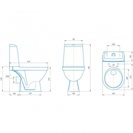 Унитаз-компакт Rosa Браво белый с горизонтальным выпуском, нижний подвод