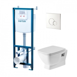 Комплект-Пэк Santek Лайн rimless (под. ун. с сид дюро soft-close, clip-up, ин-ия, панель хр. гл. )