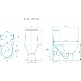 Унитаз-компакт Rosa Соло черный кракелюр горизонтальный выпуск, нижн, сид, 2-кн. арм.