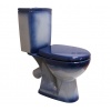 Унитаз-компакт Rosa Уют синий, сиденье полипропилен, нижний подвод, смыв двухрежимный
