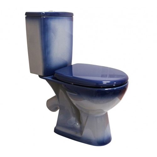 Унитаз-компакт Rosa Уют синий, сиденье полипропилен, нижний подвод, смыв двухрежимный купить в интернет магазине Санрай73
