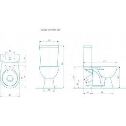 Унитаз-компакт Rosa Уют синий, сиденье полипропилен, нижний подвод, смыв двухрежимный
