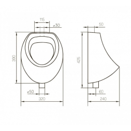Писсуар подвесной Rosa Mini d 50 без крепления