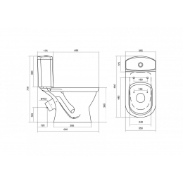 Унитаз-компакт Santek Алькор 1WH302196 с диагональным выпуском, антивсплеск, сиденье полипропилен