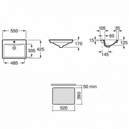 Раковина Roca Diverta 55х42,5 встраиваемая сверху