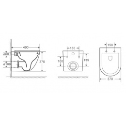 Унитаз подвесной Azario Grado AZ-0046 SP, безободковый, с сидением микролифт
