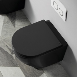 Унитаз подвесной Azario Grado безободковый с сиденьем микролифт, черный матовый