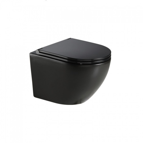 Унитаз подвесной Azario Grado безободковый с сиденьем микролифт, черный матовый купить в интернет магазине Санрай73