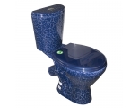 Унитаз-компакт Rosa Элегант синий кракелюр, косой выпуск, нижний подвод, сиденье