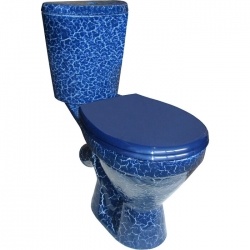 Унитаз-компакт Rosa Элегант синий кракелюр, косой выпуск, нижний подвод, сиденье