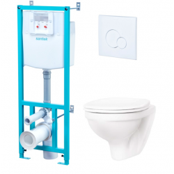 Комплект инсталляции Santek ПЭК с подвесным унитазом с крышкой с м/лифтом Бореаль, и кн. белая