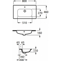 Раковина Roca Victoria-N Unik 80х46, накладная на тумбу