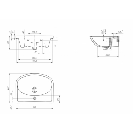 Раковина Cersanit Erica 60, накладная, подвесная