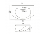 Раковина Santek Модерн 75, накладная на тумбу