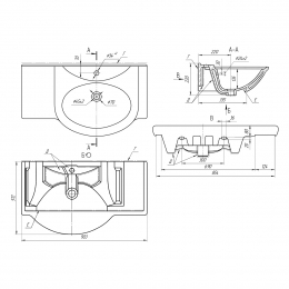 Раковина Dreja DREJA 90 правая с левым крылом, накладная на тумбу