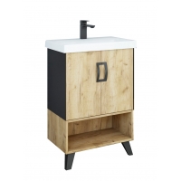 Тумба Sanflor Выборг-60-2, напольная,  дуб крафт золотой, под раковину Cersanit Moduo slim-60