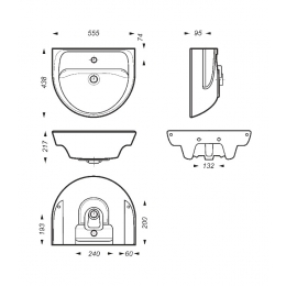 Умывальник Sanita Эталон 55, пьедестальный, подвесной