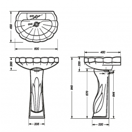 Умывальник Sanita Ромашка 60, пьедестальный, подвесной