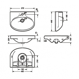 Умывальник Sanita Самарский 57, пьедестальный, подвесной