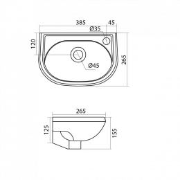Раковина Santek Бриз 40R, подвесная, отверстие под смеситель справа