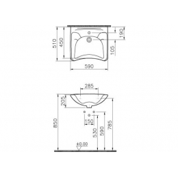 Раковина VitrA Arkitekt 60, медицинская, подвесная