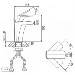 Смеситель для биде D&K Berlin.Humboldt DA1432212 зеленый-хром, однорычажный
