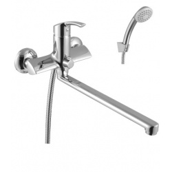 Смеситель для ванны Lemark plus Strike LM1151C, однорычажный, длинный излив, с ручной лейкой