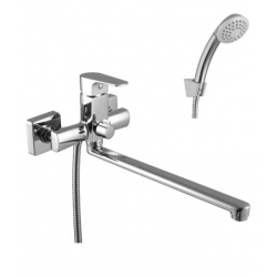 Смеситель для ванны Lemark plus Factor LM1651C, однорычажный, длинный излив, с ручной лейкой