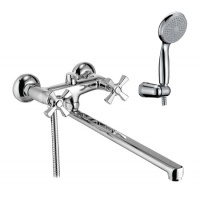 Смеситель для ванны Lemark Benefit LM2512C, двухвентильный, длинный излив, с ручной лейкой
