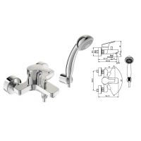 Смеситель для ванны Vidima FORM BA066AA, однорычажный, короткий излив, ручной душ