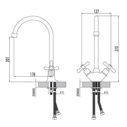 Смеситель для кухни Lemark Standard LM2105C, двухвентильный, высокий излив