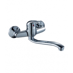 Смеситель для кухни Rossinka C40-24, настенный, однорычажный, нижний длинный излив