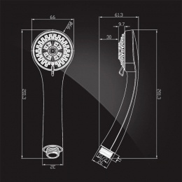 Лейка душевая Elghansa HAND SHOWER HS-053, 3 режима, 60 мм
