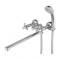 Смеситель для ванны Lemark Contour LM7451C, двухвентильный, длинный излив, с ручной лейкой