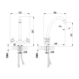 Смеситель для кухни Lemark Vista LM7604C, двухвентильный, высокий излив