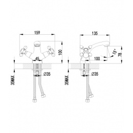 Смеситель для раковины Lemark Vista LM7606C, двухвентильный, короткий излив