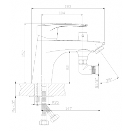 Смеситель для ванны Rossinka T40-38, на борт, однорычажный, короткий излив, с душевой лейкой