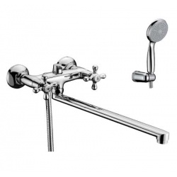 Смеситель для ванны Lemark Standard LM2112C, двухвентильный, длинный излив, с ручной лейкой