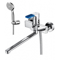 Смеситель для ванны Lemark Aura LM0651C, однорычажный, длинный излив, с ручной лейкой