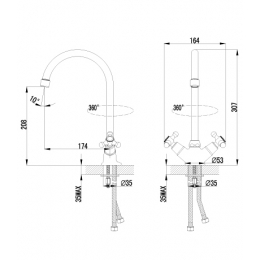 Смеситель для кухни Lemark plus Harmony LM1405C, двухвентильный, высокий излив